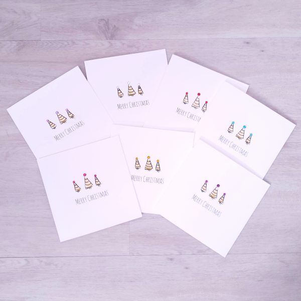 Christmas Tree embellished hand finished Greetings cards (5 Pack)