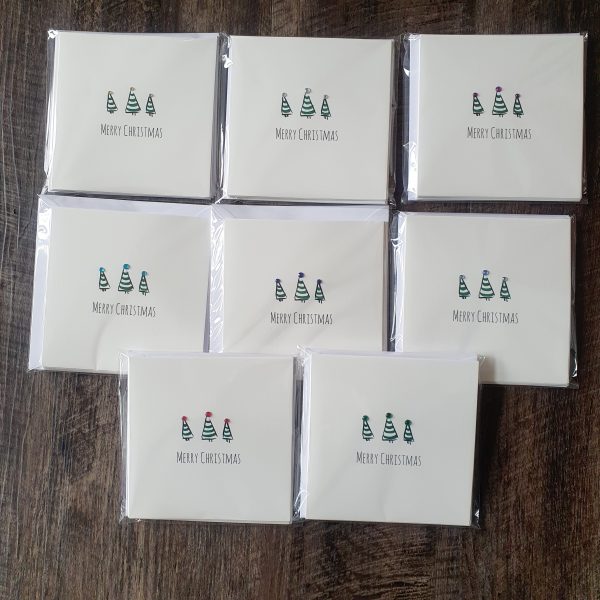 Christmas Tree embellished hand finished Greetings cards (5 Pack)