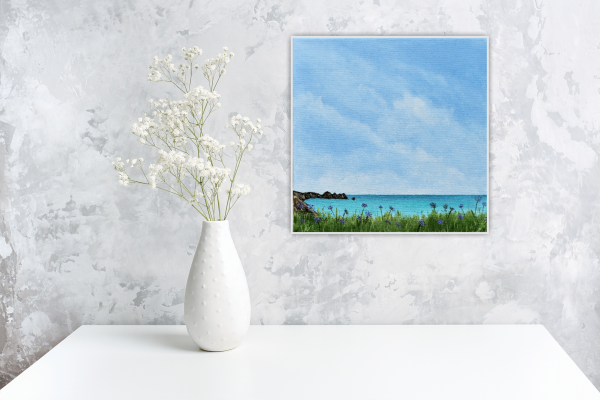 A View from Porthcurnow Original Painting 12x12 Inch