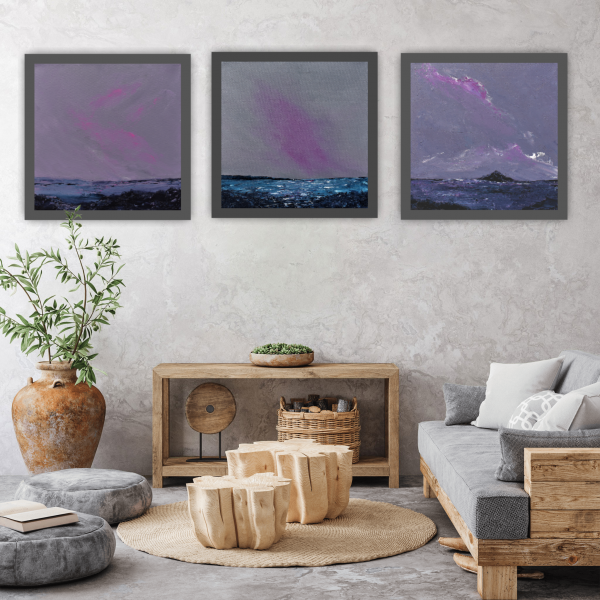 Muted Rockpools Original Painting 12x12 Inch - Image 4