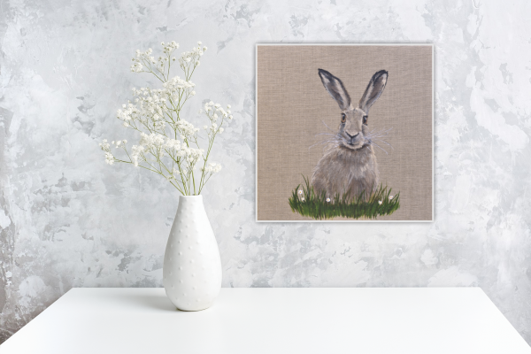 Hermione the Hare Original Painting 8x8 Inch