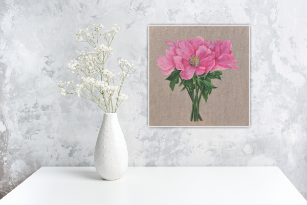 Peonies Original Painting 8x8 Inch