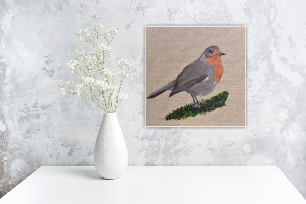 Rupert the Robin Original Painting 8x8 Inch