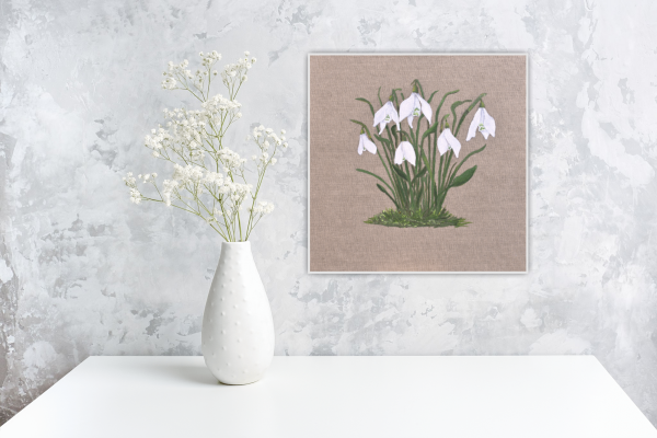Snowdrops Original Painting 8x8 Inch