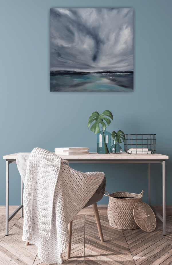 Waters Glimmer Original Painting 24x24 Inch - Image 5