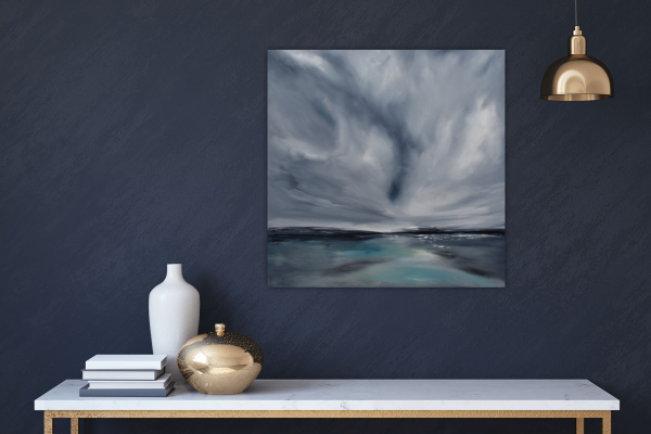 Waters Glimmer Original Painting 24x24 Inch - Image 4