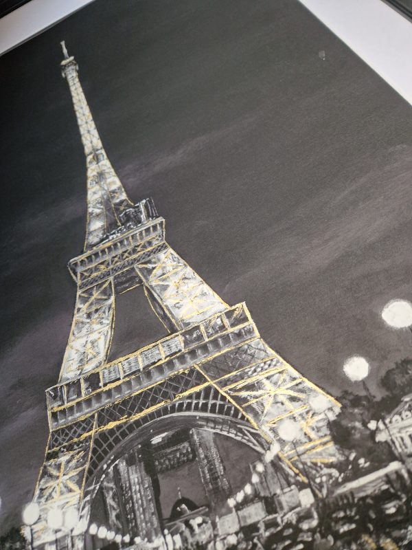 Fine Art Print - Busy in Paris Limited Edition Black & White with Gold paint (Framed) - Image 6