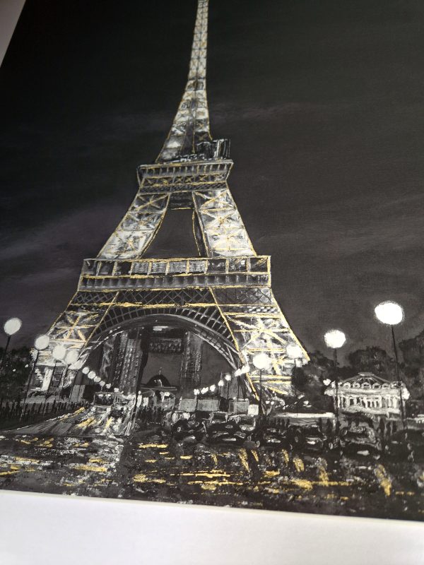 Fine Art Print - Busy in Paris Limited Edition Black & White with Gold paint (Framed) - Image 5