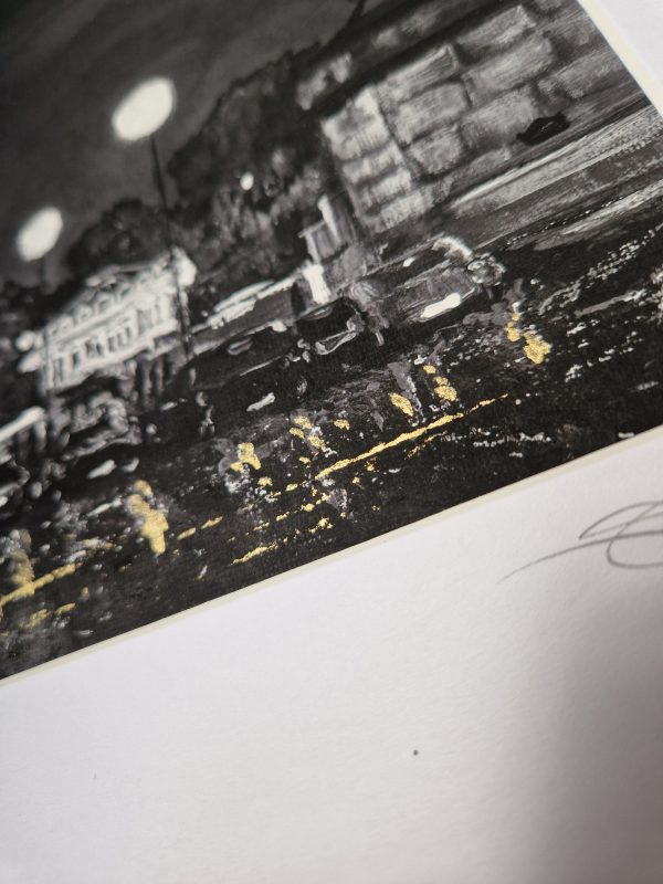 Fine Art Print - Busy in Paris Limited Edition Black & White with Gold paint (Framed) - Image 4