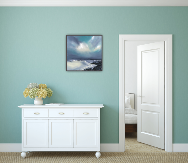 Breakwater Light Original Painting 12x12 Inch - Image 3